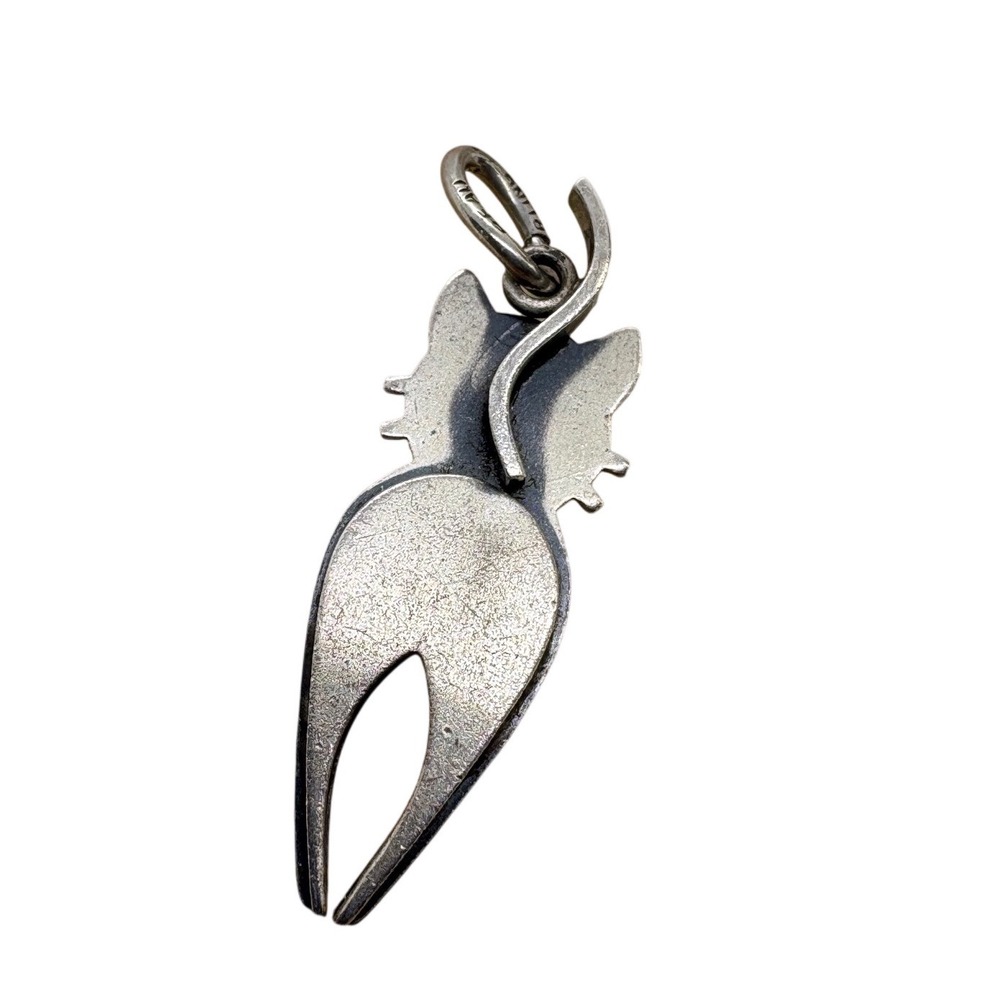 Vintage Beau‎ Sterling Silver Cat Charm Mid Century Modern Stylized Feline 1.53g